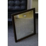 Late 19th / Early 20th century Oak Framed Double Bevelled Edge Mirror, 63cms x 52cms
