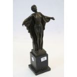 After DH Chiparus bronze sculpture of a semi-naked art deco female on marble base, approx. 44cm