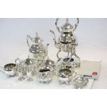 Collection of mix Silver Plate to include teapot with stand, sugar bowls, cream jug etc