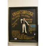 Wooden Relief Sign ' Knightsbridge Billiards Saloon & Smoking Club ... ', 60cms x 50cms