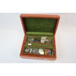 Box of mixed Jewellery to include; Art Nouveau design white metal brooches, Hallmarked Silver &