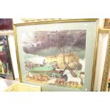 Large Gilt framed & glazed Noah's Ark print by "Edward Hicks", image approx 61 x 69.5cm