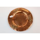 WMF Copper plate with Art Nouveau design, approx 19cm diameter