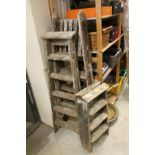 Three Sets of Pine Decorators Ladders