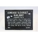 Cast Iron Railway plaque with humorous Rules for "Somerset & Dorset Railway", measures approx 40 x