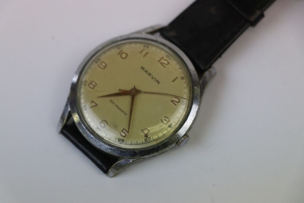 Vintage Gents Marvin wristwatch, approx 36mm diameter, not counting winding crown, in stainless - Image 2 of 4