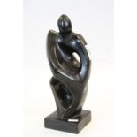 Abstract figural Sculpture with black finish, stands approx 29cm