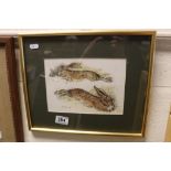 Framed & glazed Pastel of a Hare by Nora Howarth, image measures approx 21.5cm x 15cm.