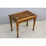 Late Victorian Luggage Stand with Slatted Top and raised on turned ringed legs, 56cms long x 45cms