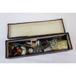 Box of mixed collectables including vintage jewellery, watches etc