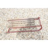 Vintage Sledge in painted Tubular metal with wooden Slat seating, measures approx 94 x 39 x 21cm