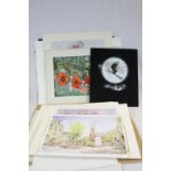 Folder containing large selection of art prints to include pop art, children's and floral items