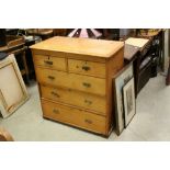 19th century Pine Chest of Two Short over Three Long Drawers, 93cms long x 49cms deep x 96cms high