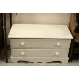 Painted Pine Chest of Two Long Drawers, 98cms long x 43cms deep x 52cms high