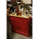 Oak Part Pink Painted Dresser Base / Sideboard with Two Drawers and Two Cupboards, 90cms wide x