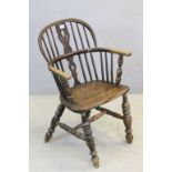 19th century Elm Windsor Elbow Chair