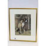 Framed & glazed Pastel of a Boxer Dog by Nora Howarth, image measures approx 24.5 x 18.5cm