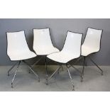 Set of Four Italian Scab Zebra designer swivel chairs