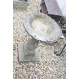 Reconstituted Stone Garden Bird Bath, 72cms high