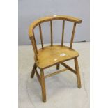 19th century Elm and Beech Horseshoe Shaped Spindle Back Child's Chair