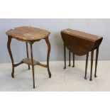 Early 20th century Mahogany Side Table with Shaped Top, 66cms long x 73cms high together with a