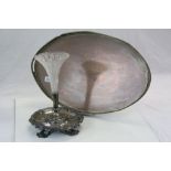 Large Copper gallery Tray, oval approx 60cm diameter with twin handles and a Silver plated Eperne