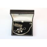 Hallmarked Silver Mackintosh Collection brooch with box, Hallmarked Silver Ingot Pendant & a