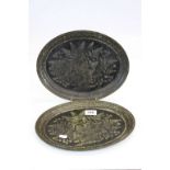 Pair of Toleware oval plates