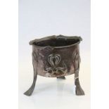 Art Nouveau Hammered Copper ' Beldray ' Jardiniere raised on three splayed legs decorated in