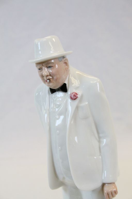 Three Royal Doulton "Winston Churchill" ceramic Character jugs in varying sizes, the largest - Image 9 of 10