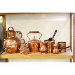 Collection of vintage copper to include large milk pail, half gallon and imperial quartz measures