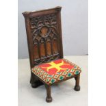 Gothic Oak "Prie Dieu" with tapestry seat