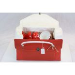 Retro Red and White Melaware Picnic Set in a Red and White Carrying Case