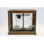 Griffin & Tatlock Ltd set of vintage Chemists Scales with glazed display case approx 46 x 39 x 27cm