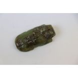 18th Century Chinese Qing Dynasty Spinach Green Jade Mystical beast pendant, approx 4.5cm long