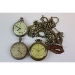Three vintage top wind Pocket watches to include Smiths & Ingersoll, this one with protective case
