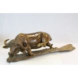 Mid 20th Century large carved hard wood Cape Buffalo