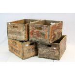 A collection of four vintage wooden ushers brewery boxes.