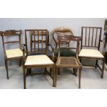 Pair of Early 19th century Mahogany Carver Chairs, a Victorian balloon back dining chair, a