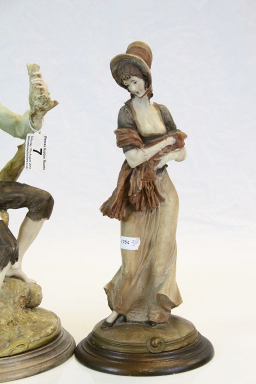 Two painted figurines with Wooden bases to include a Female with shawl & a Man with a Lamb - Image 3 of 5