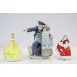 Large Nao ceramic Figurine of an old Sailor with Child, stands approx 31.5cm & two Royal Doulton