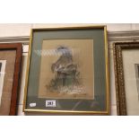 Framed & glazed Pastel of a Squirrel by Nora Howarth, image measures approx 25cm x 21.5cm.