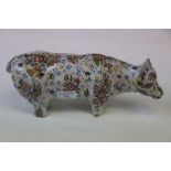 18th Century continental tin glazed cow decorated with flowers AF