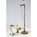 Three vintage Lamps to include an adjustable Brass Standard type, Anglepoise & Wrought Iron