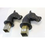 Two painted Galvanized Metal Horse Head Gatepost tops, each approx 22cm tall, excluding the fitting