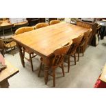 Pine Kitchen Table on Turned Legs (183cms long x 93cms wide x 78cms high) together with Set of Six