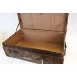 Antique leather suitcase with drop drawer