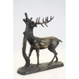 Large bronze figure of a stag after mene