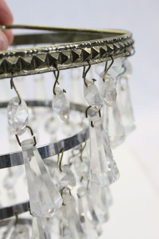 Two vintage Brass Chandeliers with Crystal Glass drops - Image 8 of 9