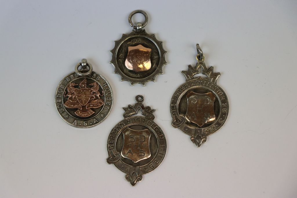 Four silver watch fobs from the 1920s including nursing and sports - Image 3 of 3